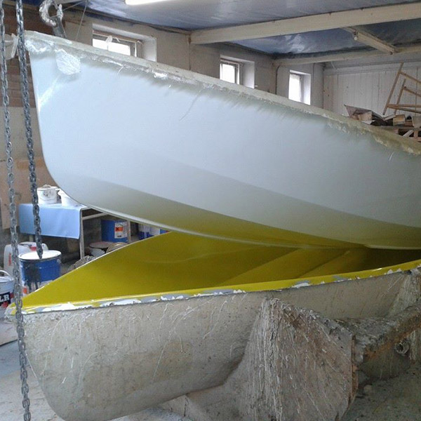 Dinghy hull extracted from mould
